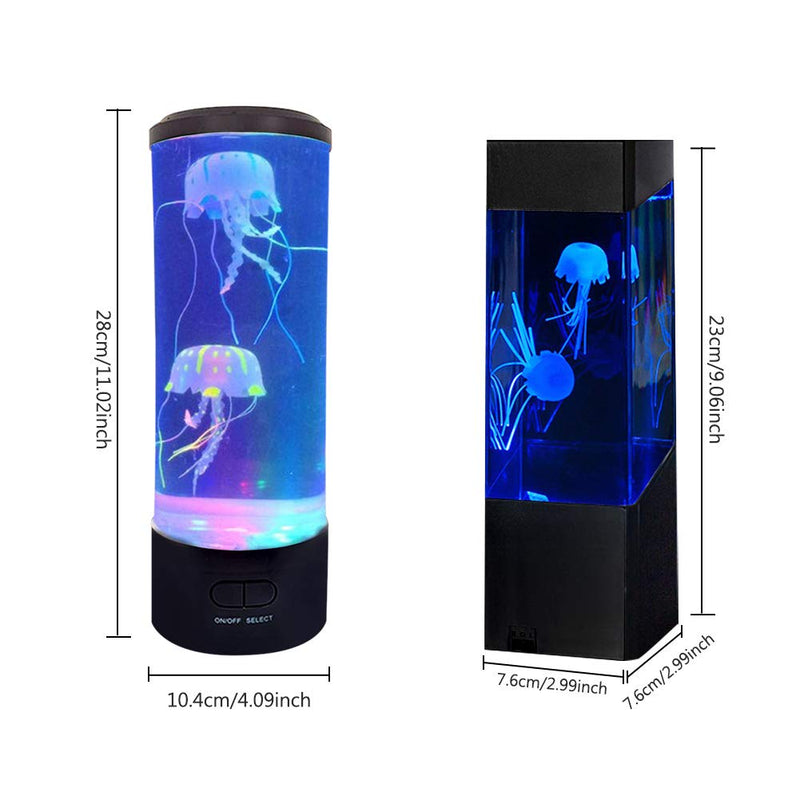 beiyoule Jellyfish Lamp,USB/Battery Powered Jellyfish Lava Lamp, with Remote Control 7 Color Setting Jellyfish Tank Mood Light，Mini Aquarium Night Light with Two Artificial Jellyfishes round - PawsPlanet Australia