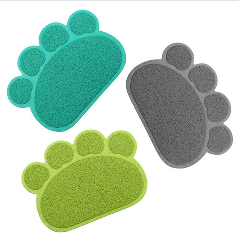 JOYJULY PVC Pet Dog Cat Puppy Kitten Dish Bowl Food Water Placemat Mat Paw Shape (Blue) Blue - PawsPlanet Australia