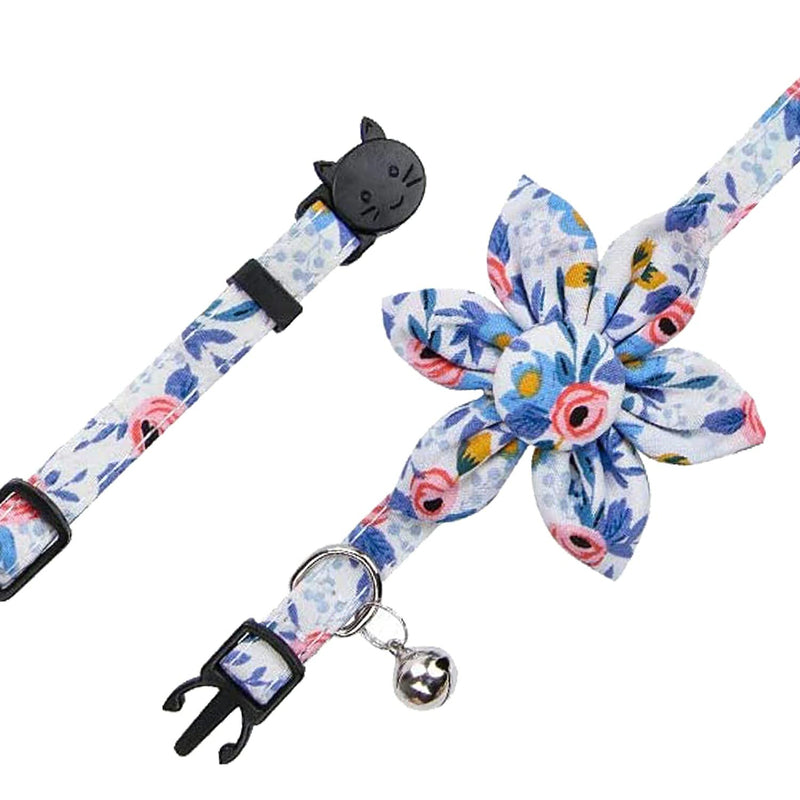 Pet Cat Safety Collar, Breakaway Cat Collar with Bells, Adjustable Cat Collars with Sunflower, Cute and Soft Cat Collars, Cat Collar Accessories for Cat and Small Animals Pets, Blueflower - PawsPlanet Australia