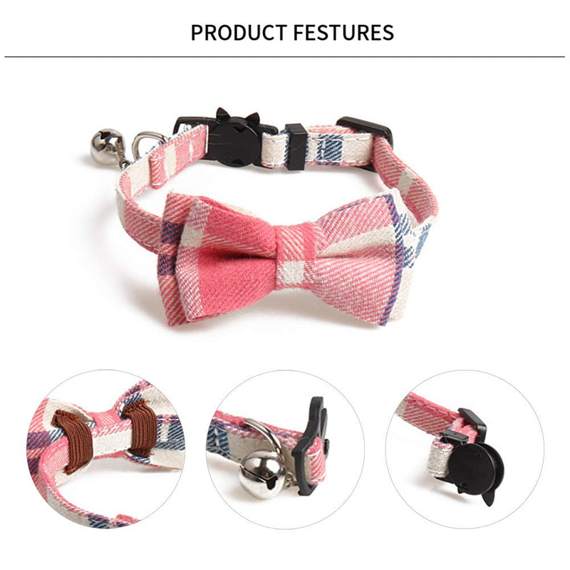 SENDILI 2 Pack Quick Release Cat Collar with Bells and Bow Tie - Cute Plaid Patterns Personalised Safety Collars for Kitty and Some Puppies, Blue + Black-white - PawsPlanet Australia