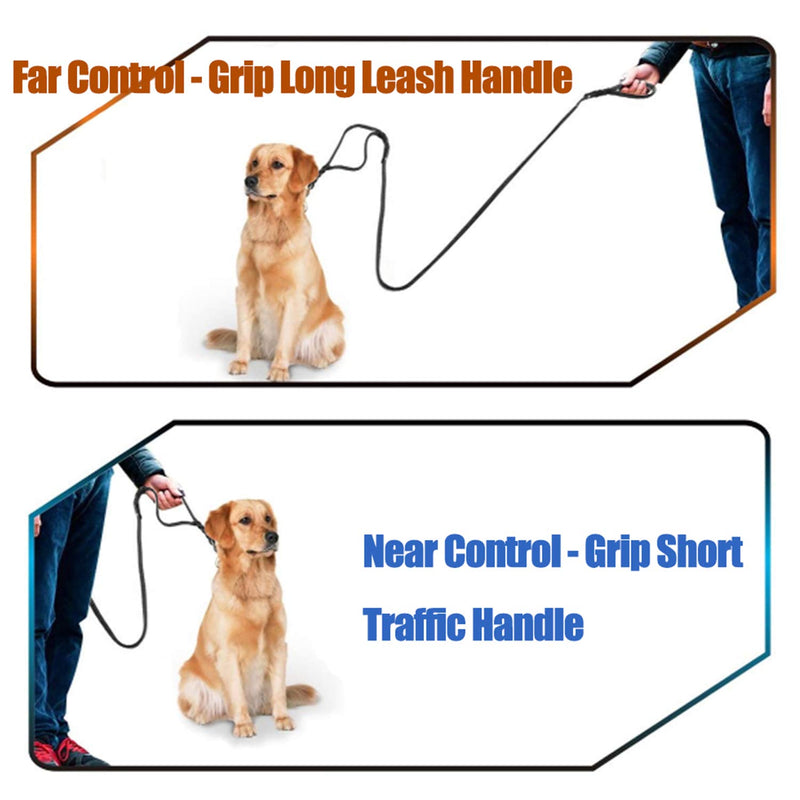 TIDING Genuine Leather Dog Leash 6 ft Double Handle Padded Traffic Handle for Extra Control Strong Braided Training Walking Lead Large Breed Medium Small Pet 6ft - PawsPlanet Australia