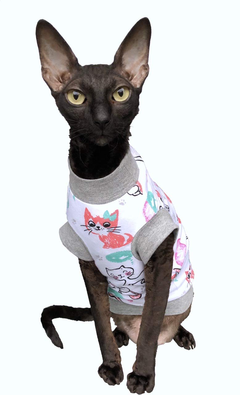 [Australia] - Kotomoda cat WEAR Sphynx Cat's Cotton Stretch T-Shirt Morning Cats (S) 