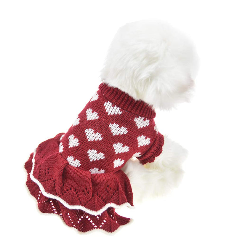 FLAdorepet Small Dog Sweaters Female Girl Red Winter Warm Dog Princess Dress Clothes Dachshund Chihuahua Corgi (XS, Red) XS - PawsPlanet Australia