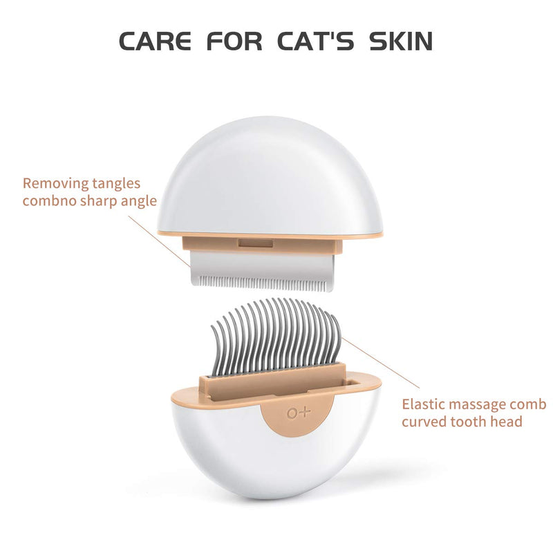 [Australia] - Cat Hair Removal Comb Dog Grooming Brush 2 in 1 Pet Massage Shedding Brush Portable Self Cleaning Tools for Short Long Haired Puppy & Kitten & Rabbit & Little Pets Brown 