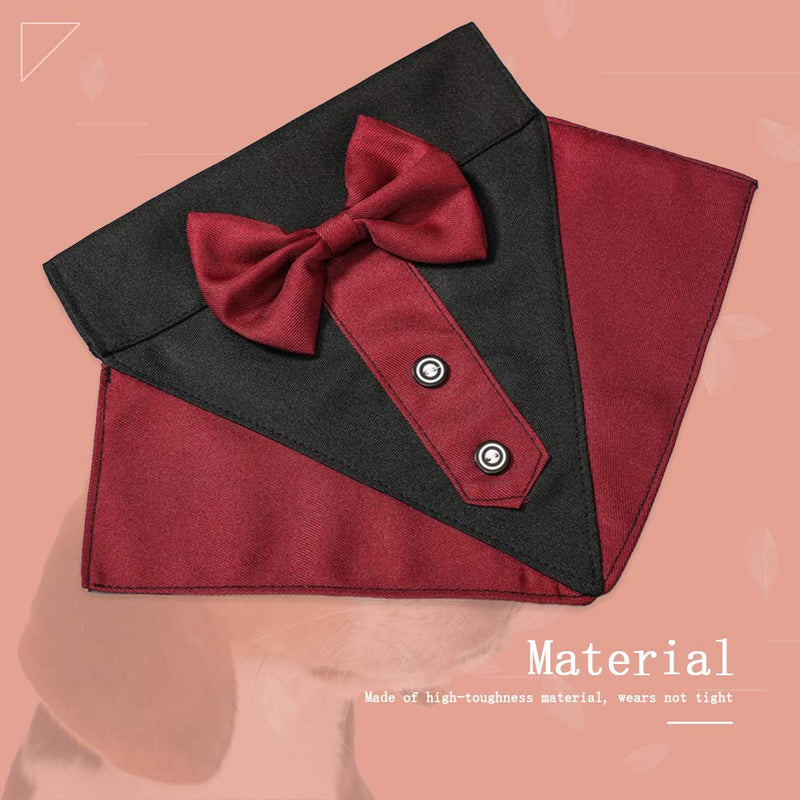 YOFASEN Dog Adjustable Bowtie Collar - Pet Dog Bandanas Neckerchief Scarf Bibs Collar with Bow Tie for Small to Large Dogs Red-Black L:60x2.0cm - PawsPlanet Australia