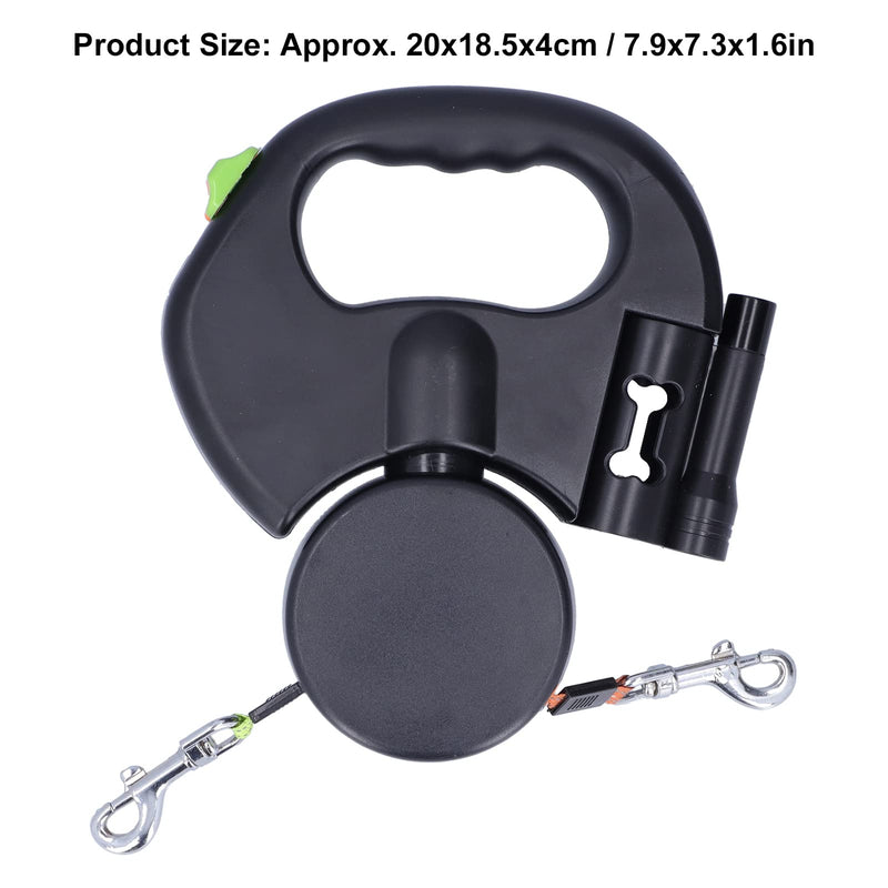 Retractable Dog Leash, Double Leashes Automatic Retractable Pet Leash, 10 Feet Retractable Dog Leashes with Flashlight and Waste Bag Dispenser, Lock and Release with One Button - PawsPlanet Australia