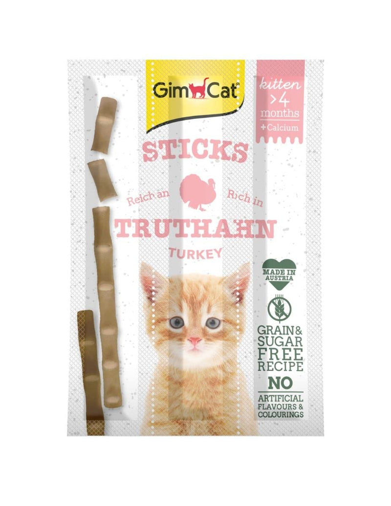 GimCat Sticks Kitten Turkey - Soft chewing sticks with a high meat content and no added sugar - 1 pack (1 x 3 sticks) - PawsPlanet Australia