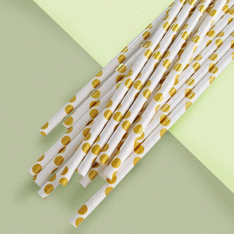 Charmed Peach, mint green and gold paper straws set of 100 straws - PawsPlanet Australia