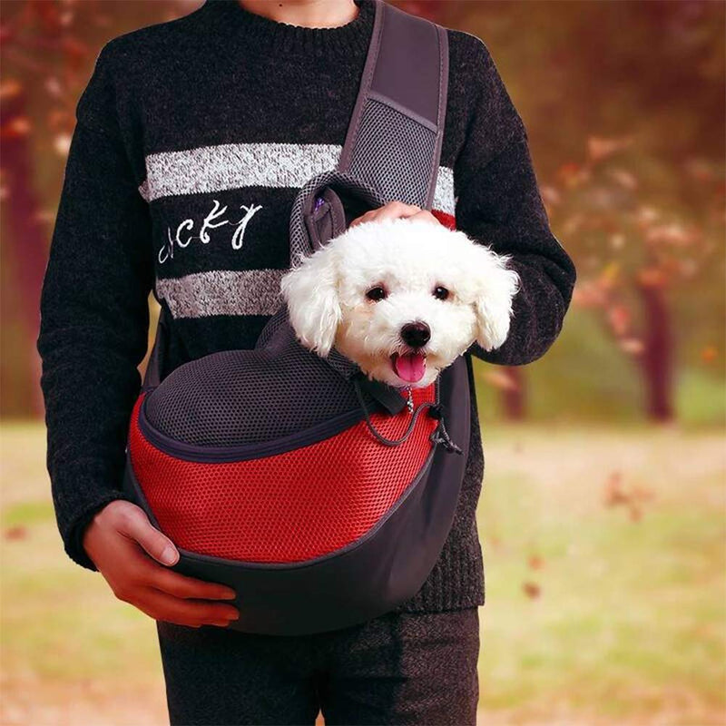 Homieco Pet Sling Carrier Bag, Pet Messenger Bag, Small Dog Cat Sling Bag for Travel, Pet Outdoor Backpack Dog Travel Bag for Walking, Hiking, Bike Camping Outdoor and Motorcycle S Red - PawsPlanet Australia