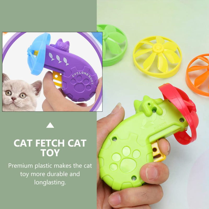 NUOBESTY 2pcs Cat Fetch Toy Flying Super Saucer Launcher Pet Fetch Toy with 10pcs Flying Propellers Outdoor Indoor Cat Exercising Toy | 2.73.9inch - PawsPlanet Australia