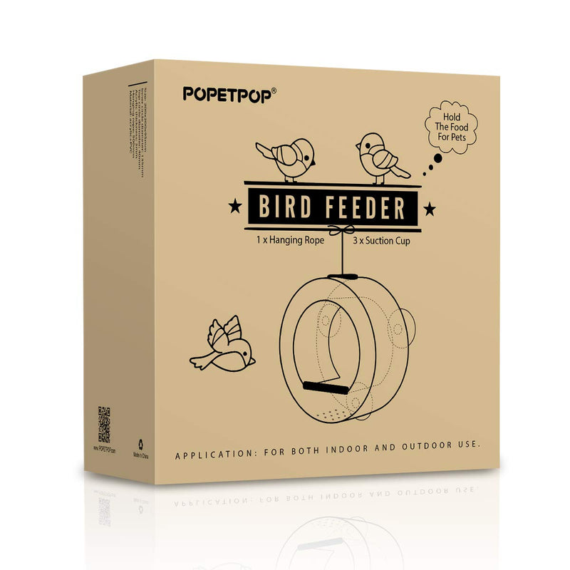 POPETPOP Window Bird Feeder with 3 Extra Strong Suction Cups, Acrylic Round Bird House Seed Tray for Outdoor - PawsPlanet Australia