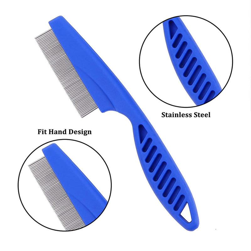Vhger Pack of 6 Cat Dog Flea Comb, Lice Comb, Metal Teeth Lice Comb, Pet Dog Cat Care Comb (Blue) - PawsPlanet Australia