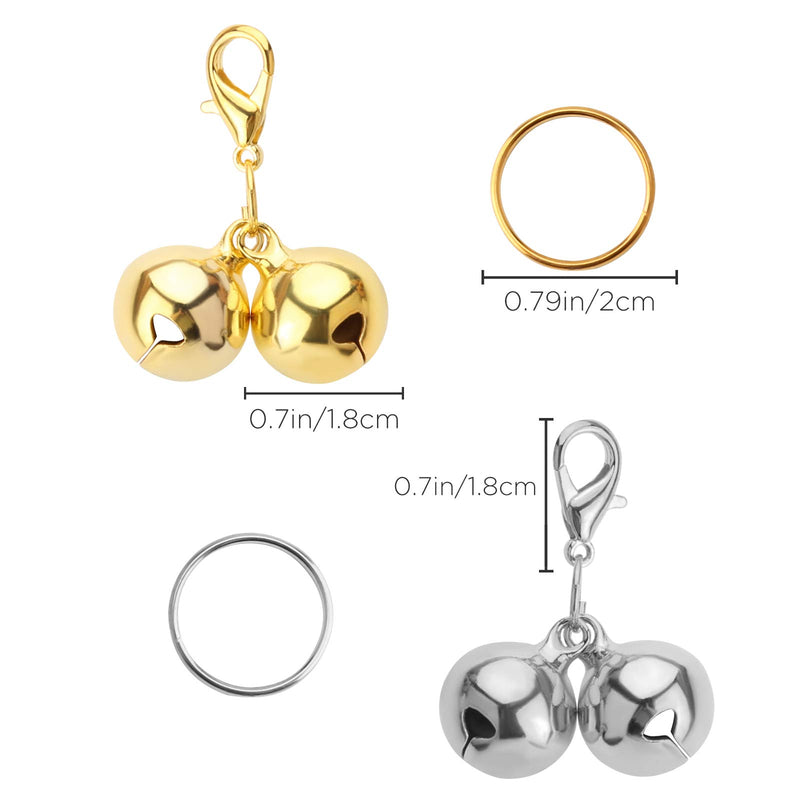 [Australia] - LUTER 12Pcs Pet Collar Bells, Metal Loud Pet Training Bell Charms Pendant for Cats Dogs Necklace Collar (Silver, Gold) 