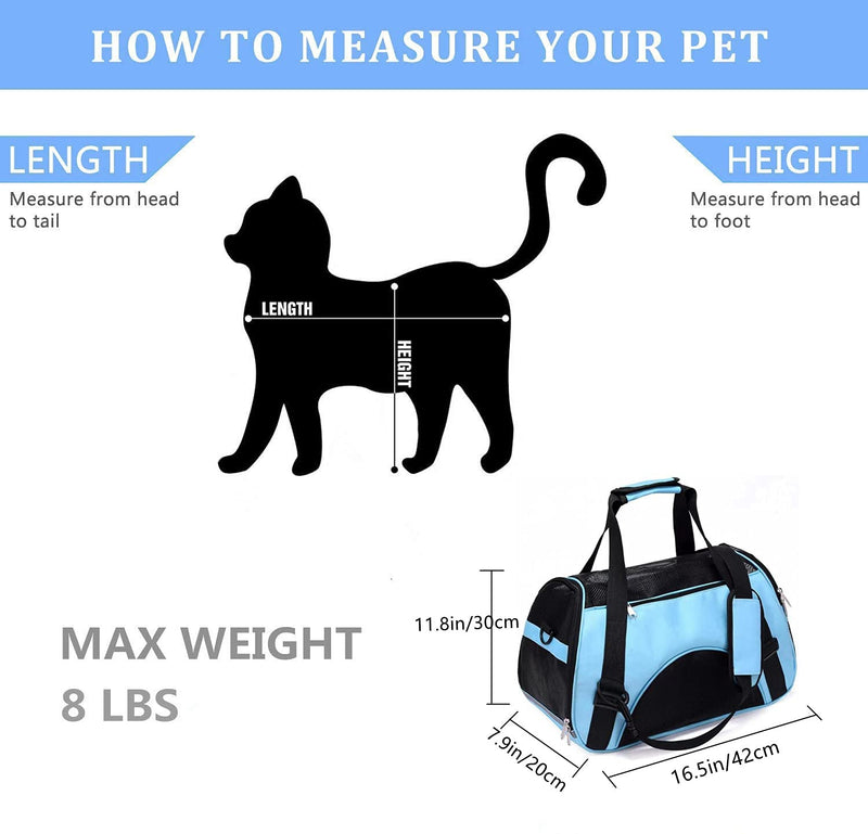 ZvoanSem Pet Carrier Bag,Small Cat Carrier Kitten Puppy little Dog Carrier for Travel Airline Approved Small Animal (Small, Blue) - PawsPlanet Australia