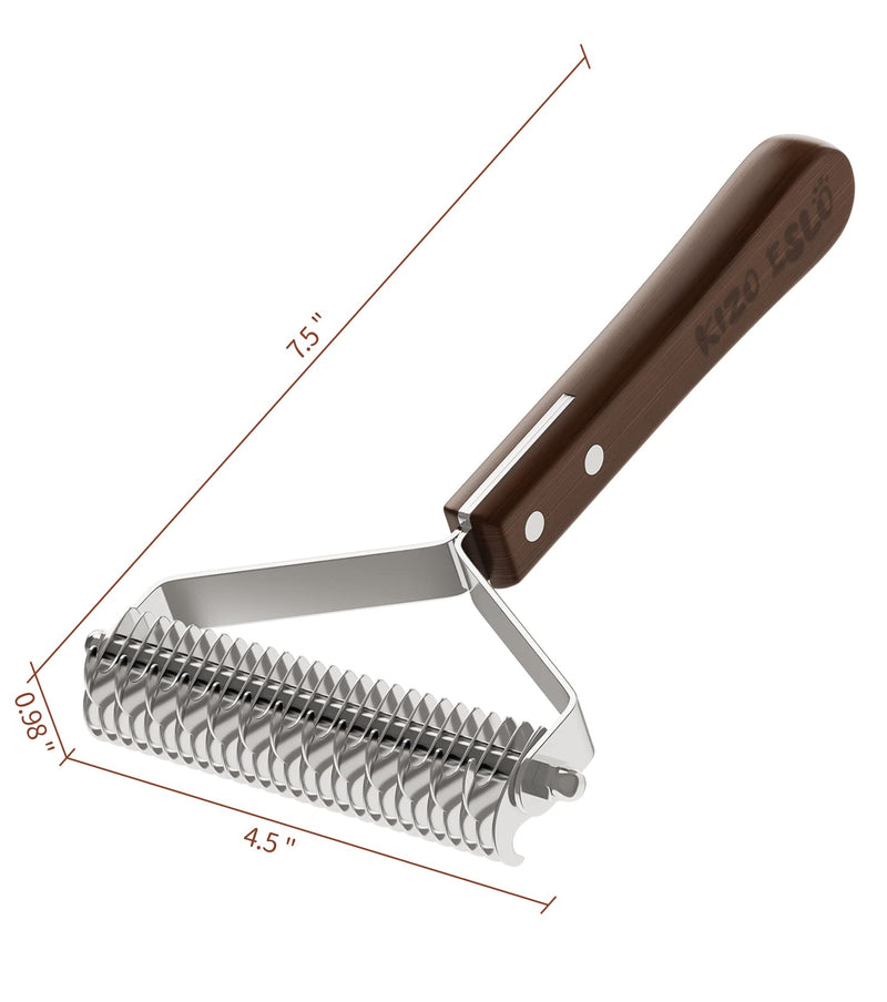 Dog Brush for Shedding for Large Medium Dog, Double Side Coat Rake Deshedding Brush 13-27 Blade, Quickly Demat and Detangle Pet Undercoat Rake, Grooming Tools for dogs and cats, High-grade Wood Handle - PawsPlanet Australia