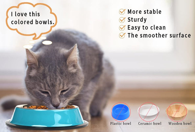 Stainless Steel Cat Bowl, 3 Pack Metal Cat Food Water Bowls, Non-Slip Pet Feeding Bowl with Rubber Base for Indoor Cats Small Medium Large Dogs (XS-15cm) XS-15cm - PawsPlanet Australia