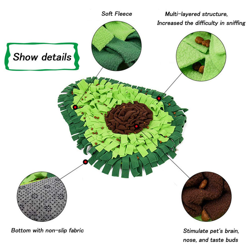 Dog Snuffle Blanket Pet Interactive Mat Nosework Feeding Mat Treat Dispenser Natural Foraging Toys for Small Large Dogs Cats Rabbits Avocado - PawsPlanet Australia