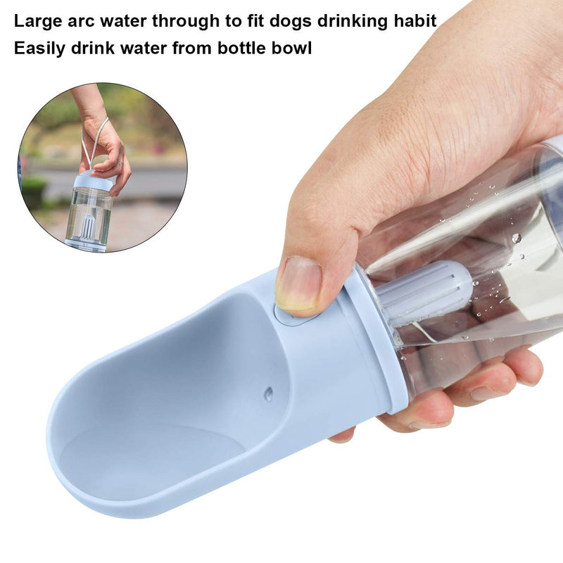 RIOGOO Dog Water Bottle Portable Dog Pet Water Dispenser Bottle - Leakproof Pet Travel Drink Cup with Bowl 360ML, Food-Grade Silicone Bottle BPA Free for Dogs and Cats (Blue) Blue - PawsPlanet Australia