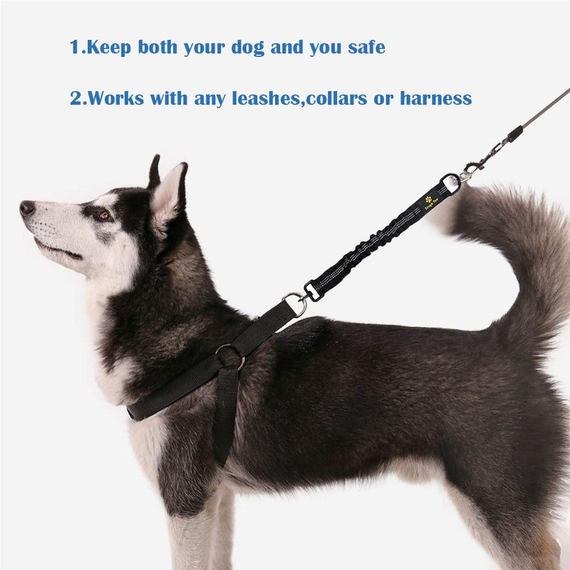Bungee Leash Extension Attachment, 18" Shock Absorbing Lead Extension Absorber, Prevent Injury on Arm and Shoulder & Save Dogs from Getting Hurt, Great for Bicycle, Running, Walking Black - PawsPlanet Australia