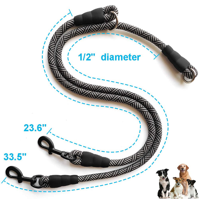 [Australia] - YUCFOREN Double Dog Leash Coupler, Sliding Dual Dog Lead Splitter, No Tangle Walking 2 Dogs, Medium Large Dog Leash Connector Black 