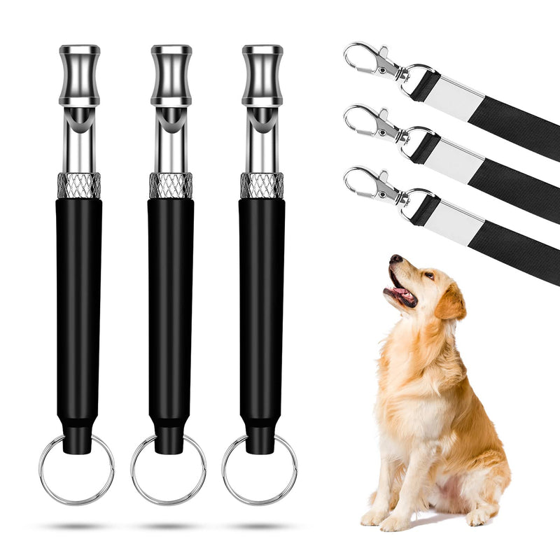 WXJ13 Dog Whistle, 3-Piece Adjustable Dog Whistle, Using Ultrasonic Wave to Train and Find Your Dog, Including 3 Dog Whistles and 3 Black Lanyards - PawsPlanet Australia