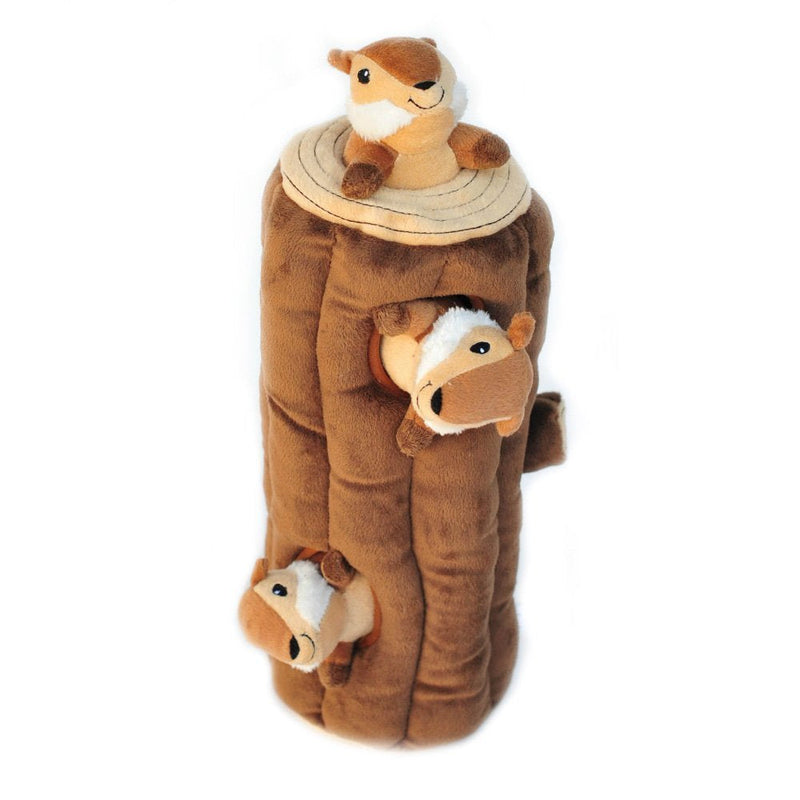 ZippyPaws X-Large Burrow Log and Chipmunks Squeaky Hide and Seek Plush Dog Toy Chipmunks 'n Log - PawsPlanet Australia