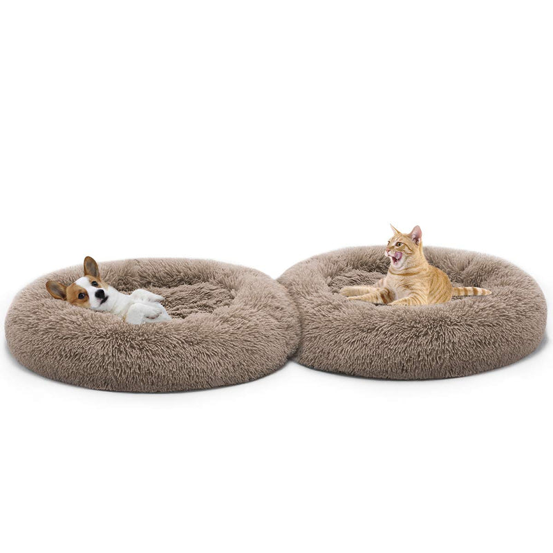 [Australia] - MIXJOY Orthopedic Dog Bed Comfortable Donut Cuddler Round Dog Bed Ultra Soft Washable Dog and Cat Cushion Bed (23''/30''/36'') S(23'' x 23'') Brown 