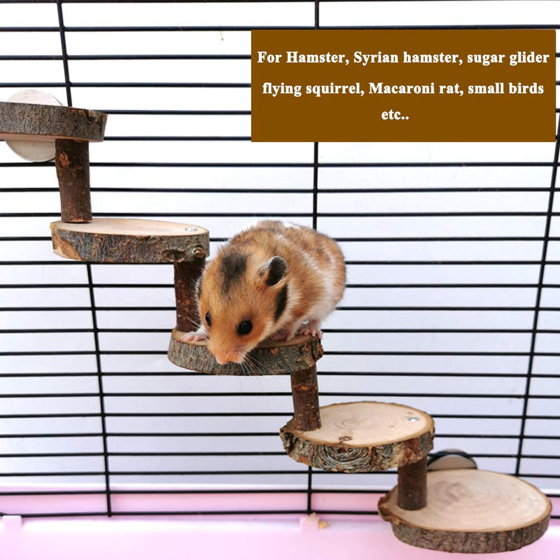 Ankino Hamster Wooden Ladder with 5 Steps, Apple Wood Chew Toys for Sugar Glider, Mouse, Chinchilla, Rat, Gerbil and Dwarf Hamster, Wooden Cage Supplies for Birds Parrot, Teeth Care Molar Toy - PawsPlanet Australia