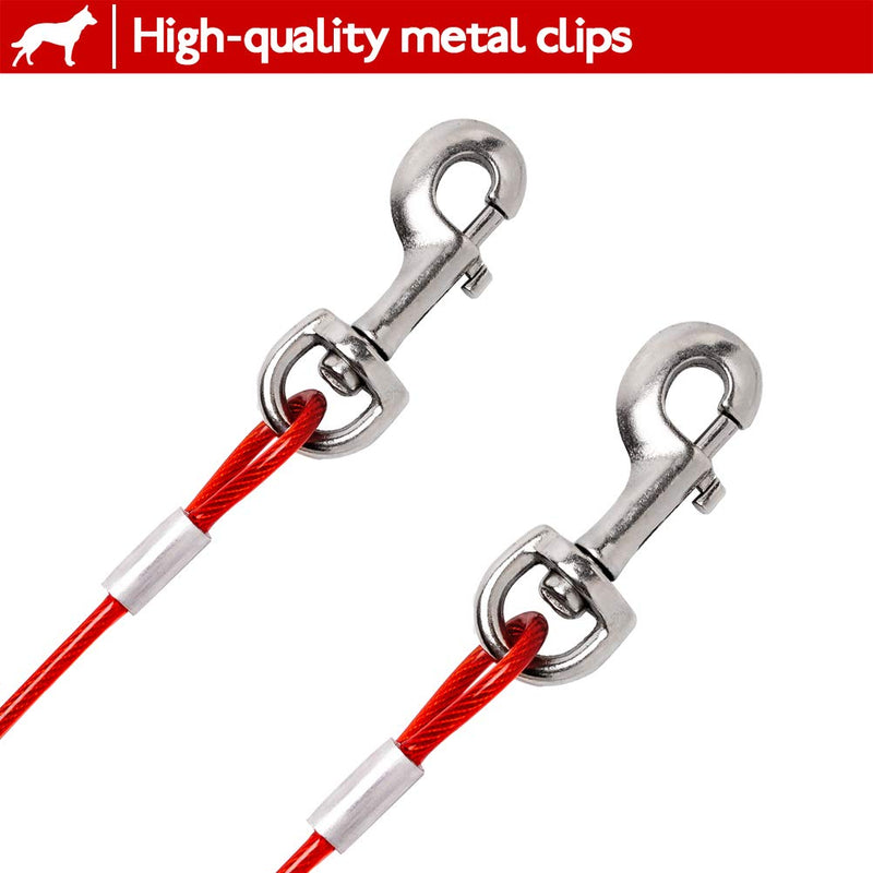 BINGPET Dog Stake and Tie Out Cable Outdoors, Heavy Duty Anti-Rust Dog Stake and Cable for Yard, Park, Camping, Fit for Small and Medium Dogs (16-Inch Stake, 25-Feet Tie-Out Cable) Red - PawsPlanet Australia