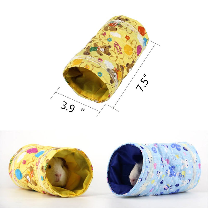 S-Lifeeling 1Pc Cute Spring&Autume Small Pet Animal Tunnel Tube Toy, Cloth Hideout Bed House Playing Hut for Hamster/Gerbil Rat/Guinea Pig/Chinchilla/Squirrel, Beige blue - PawsPlanet Australia