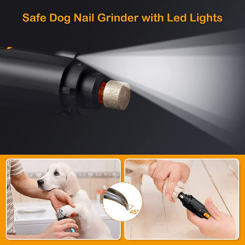 Dog Nail Grinder, Pet Nail Trimmers Set with Nail Clipper and File, 3 Speed Lighting Dog Nail Trimmer Cat Nail Clipper, Quiet Pet Nail Grinder For Large Small Dogs Cat Puppy Nail Claw Toenail Clippers Medium - PawsPlanet Australia