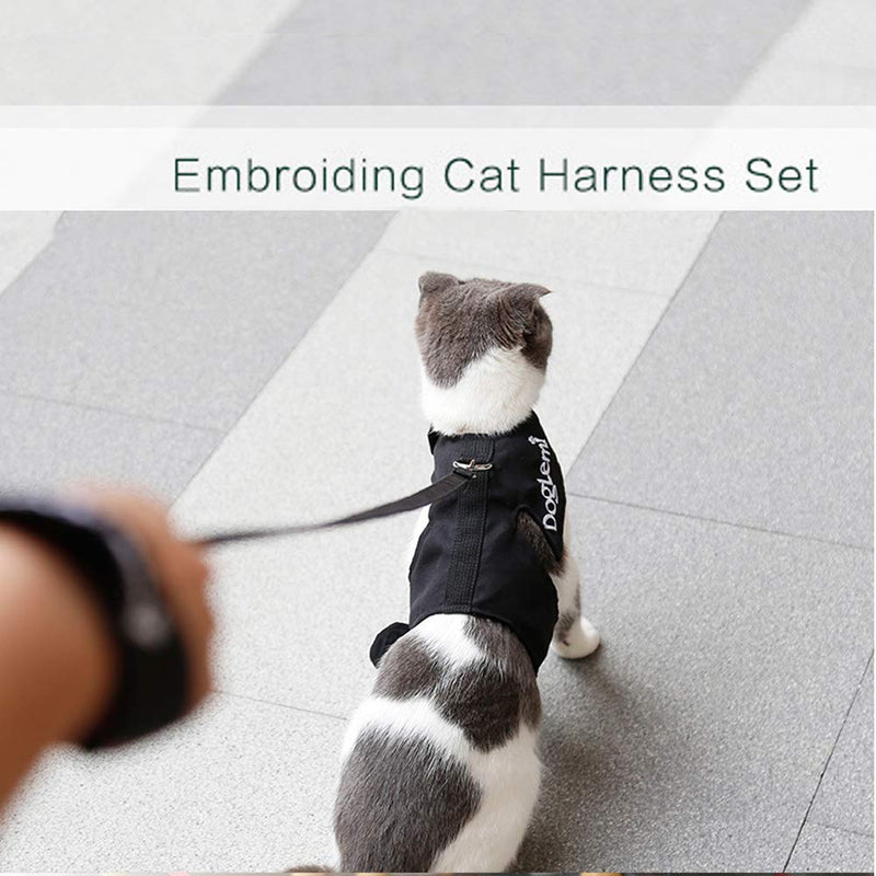 [Australia] - ASTERIA Cat Harness and Leash Set for Walking, Escape Proof with 47 Inches Leash - Adjustable Soft Vest Harnesses Cat Walking Jacket Fit for Pet Kitten Puppy Rabbit Black 