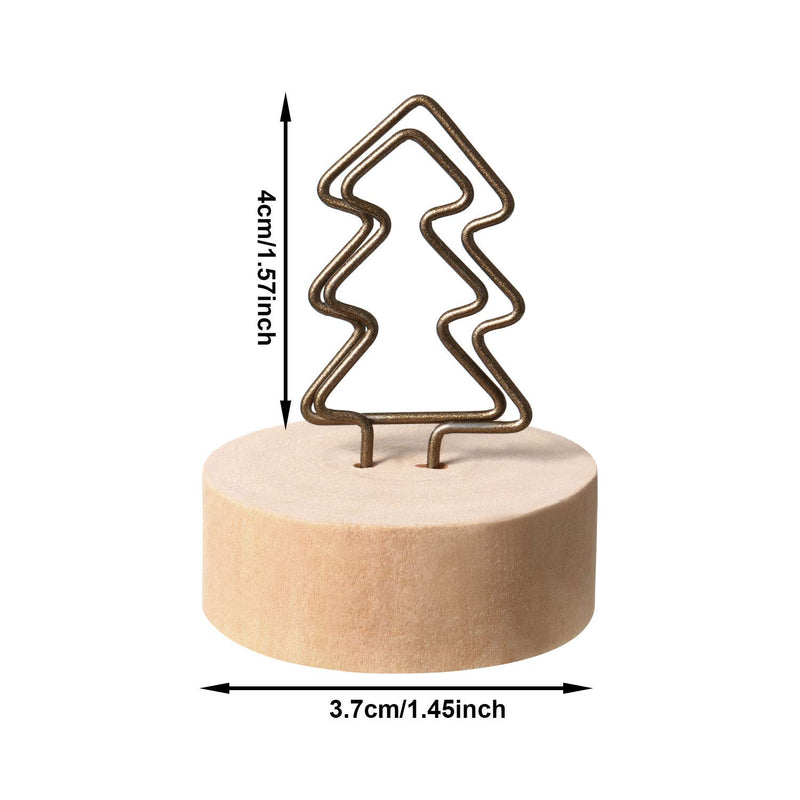 Yaomiao 15 Pack Wooden Base Place Card Holders Rustic Iron Wire Picture Picks Clip Holder Stand Christmas Party Decoration Card Holders Picture Memo Note Photo Clip (Tree) - PawsPlanet Australia