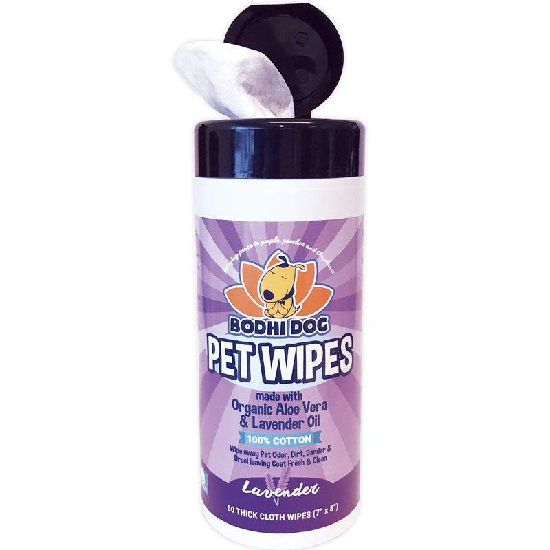 [Australia] - Pet Grooming Wipes, All Natural 100% Cotton Lavender and Organic Aloe, Large Wet & Thick Deodorizing and Cleaning Best for Dog & Cat Paws & More 