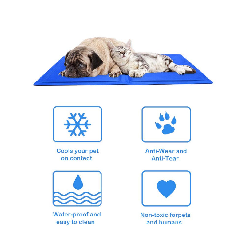Pejoye Dog Gel Cooling Mat Dog Gel Pad Multiple Function Cooling Pad Activated Gel Cooling Ice Mat Cooling Mat for Your Pets Stay Cool in This Summer L:(90cm*50cm) Blue - PawsPlanet Australia
