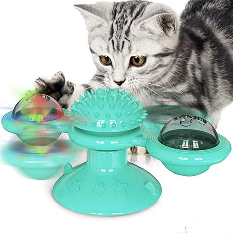 sweenaly Windmill Cat Toy with Led Ball and Catnip Ball 2021 New (Blue) Blue - PawsPlanet Australia
