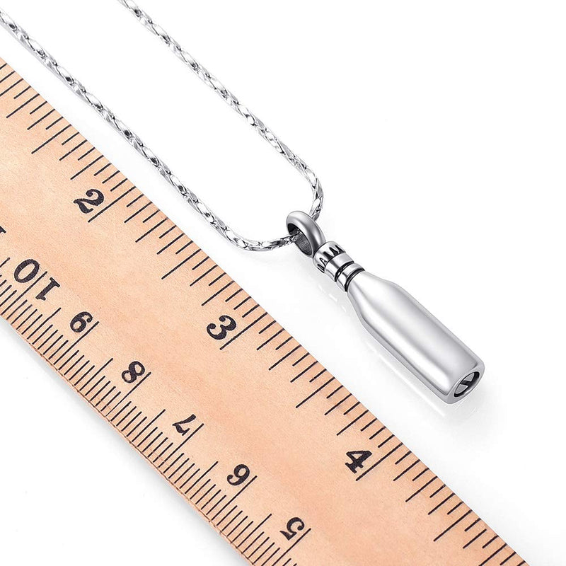 [Australia] - Imrsanl Cremation Jewelry for Ashes Bar Urn Necklace Pendant Memorial Ash Jewelry Beer Bottle Keepsake Jewelry for Ashes Silver 