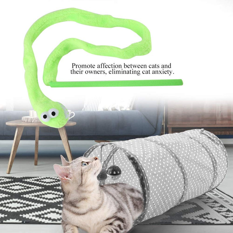 [Australia] - Pssopp Cat Teaser Toy, Cartoon Snake Shape Cat Teaser Wand Toy Interactive Reusable Plush Catnip Cat Toys Funny Cat Kitten Pet Playing Toy (Green) Green 