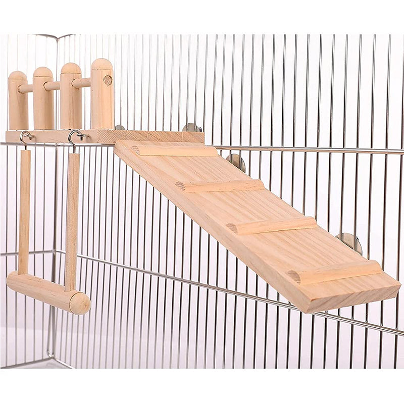 TeTupGa Hamster Bird Perches Cage Toys Parrot Wooden Platform With Climbing Ladder Playing Gyms Exercise Stands Wood Swing Chewing Toys Sets For Animals Green Cheeks, Baby Lovebird, Chinchilla, Budgie - PawsPlanet Australia