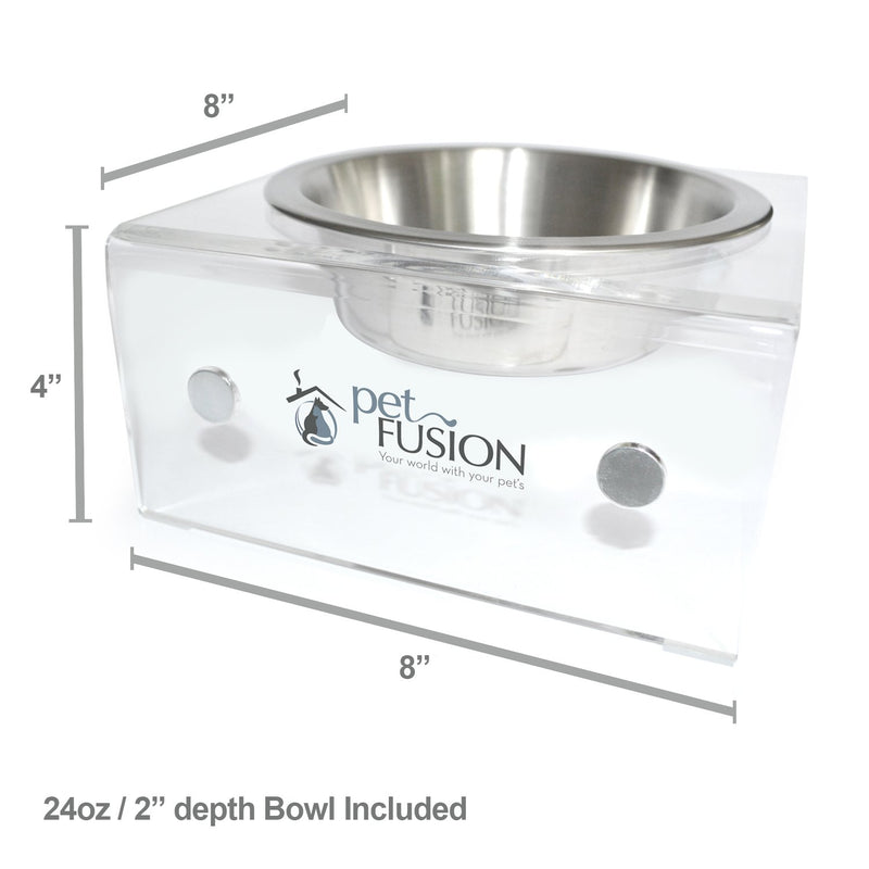PetFusion Elevated SinglePod Magnetic Dog & Cat Feeder (Short, Single), 8 x 8 x 4 Short - Single w/ 24 oz bowl Translucent - PawsPlanet Australia