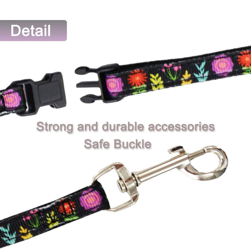 Cat Harness and Leash Set for Walking Escape Proof Adjustable Kitten Harness with Removable Flower H-Style Floral Pattern for Spring Summer Black - PawsPlanet Australia