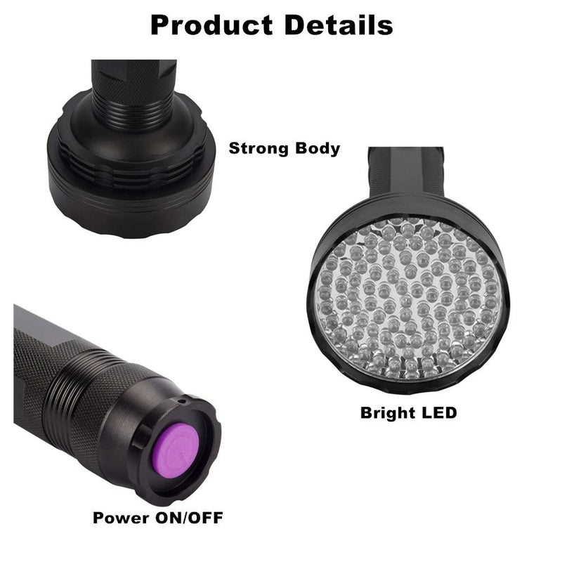 WJZXTEK Black Light with UV Glasses Super Bright 100 LED Best #1 Powerful UV Light Flashlight 395NM Ultraviolet Urine Detector Flashlight for Home & Hotel Inspection, Pet Urine & Stain Detection - PawsPlanet Australia