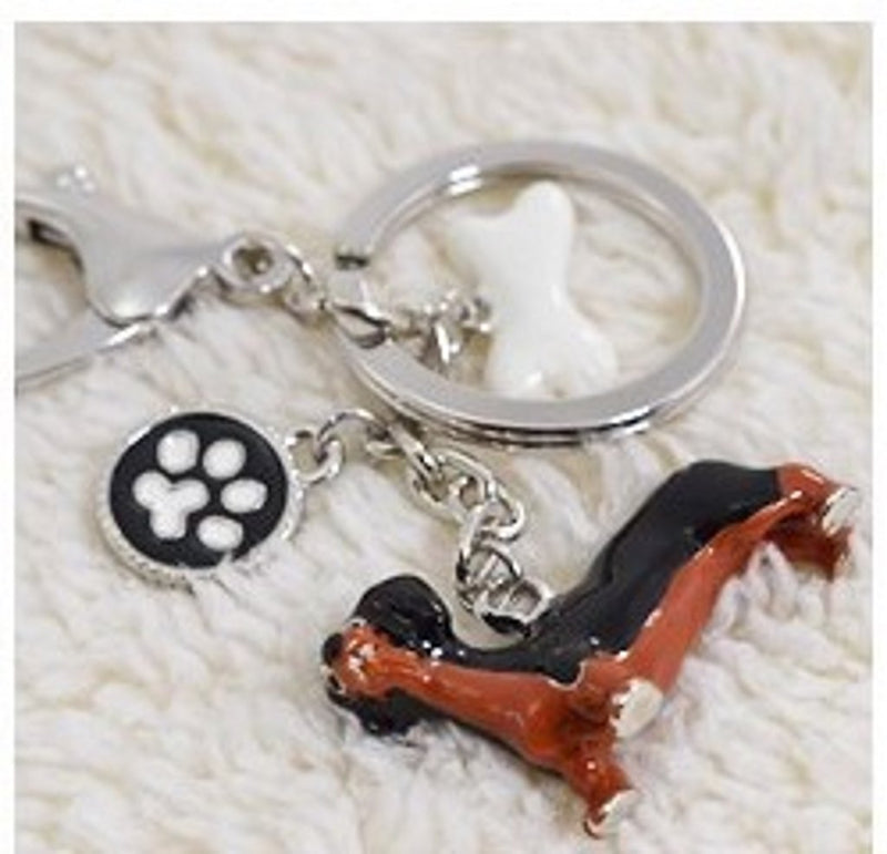 [Australia] - Peterpanshop Creative Cute Dog Dachshund Ring Key Chain Lovers Animal Keyring Women Bag Gifts 