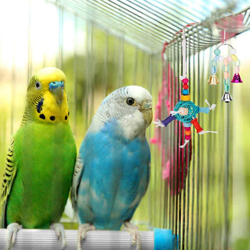 [Australia] - Qzc Bird Parrot Toys, 8pcs Bird Chewing Toys Bird Swing Hanging Toy for Parrots, Parakeets Cockatiels, Conures, Macaws, Love Birds, Finches 