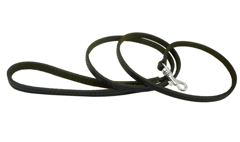 [Australia] - 4' Genuine Leather Classic Dog Leash Black 3/8" Wide for Small Breeds and Puppies 