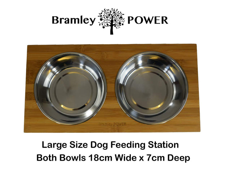 Bramley Power Elevated Adjustable Height Raised Bamboo Dog Pet Feeding Station Stand (Large) Large - PawsPlanet Australia