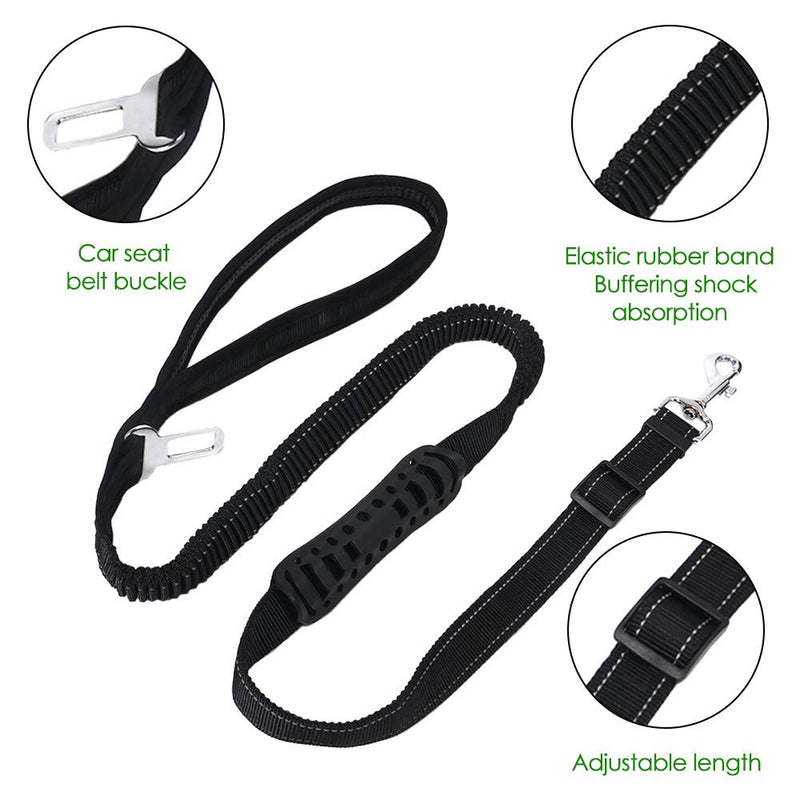 [Australia] - SlowTon 2 in 1 Dog Car Seat Belt + Leash, Heavy Duty Dual Use Adjustable Vehicle Seatbelt Tether Also 4FT Reflective Pet Walking Leads Durable Nylon Elastic Bungee for Training and Outdoors 