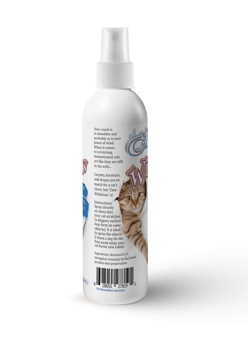 [Australia] - Pet MasterMind Claw Withdraw Stop Cat Scratching Training Spray - Natural Solution to Tape, Caps, Tinfoil,- 8oz Basic 