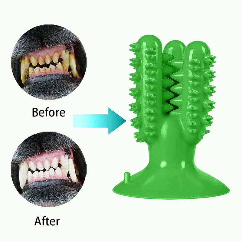 Vimi Dog Suction Cup Chew Toys, Puppy Toothbrush Stick Indestructible Durable Toy for Aggressive Chewers, Dog Bite Resistant Interactive Toys for Small Medium Pet Teeth Cleaning,Food Treat Dispensing Green - PawsPlanet Australia