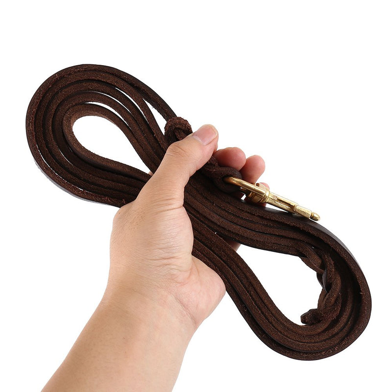 [Australia] - LITTLEGRASS 6/8/10 ft Braided Leather Dog Leash for Strong Medium Large Dogs, Premier Leather Heavy Duty Training Leash 6FT 